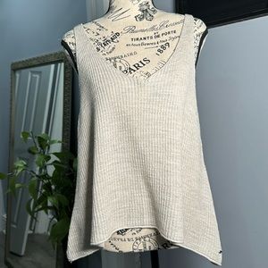 American Eagle Knit Ribbed V-Neck Light Tan Tank Top XL